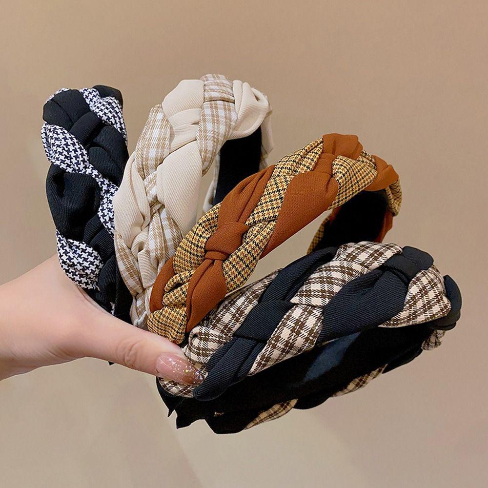 Băng Đô Cài Tóc Bản Rộng Họa Tiết Kẻ Sọc Caro 15H Xinh Xắn Thời Trang Cho Bạn Gái