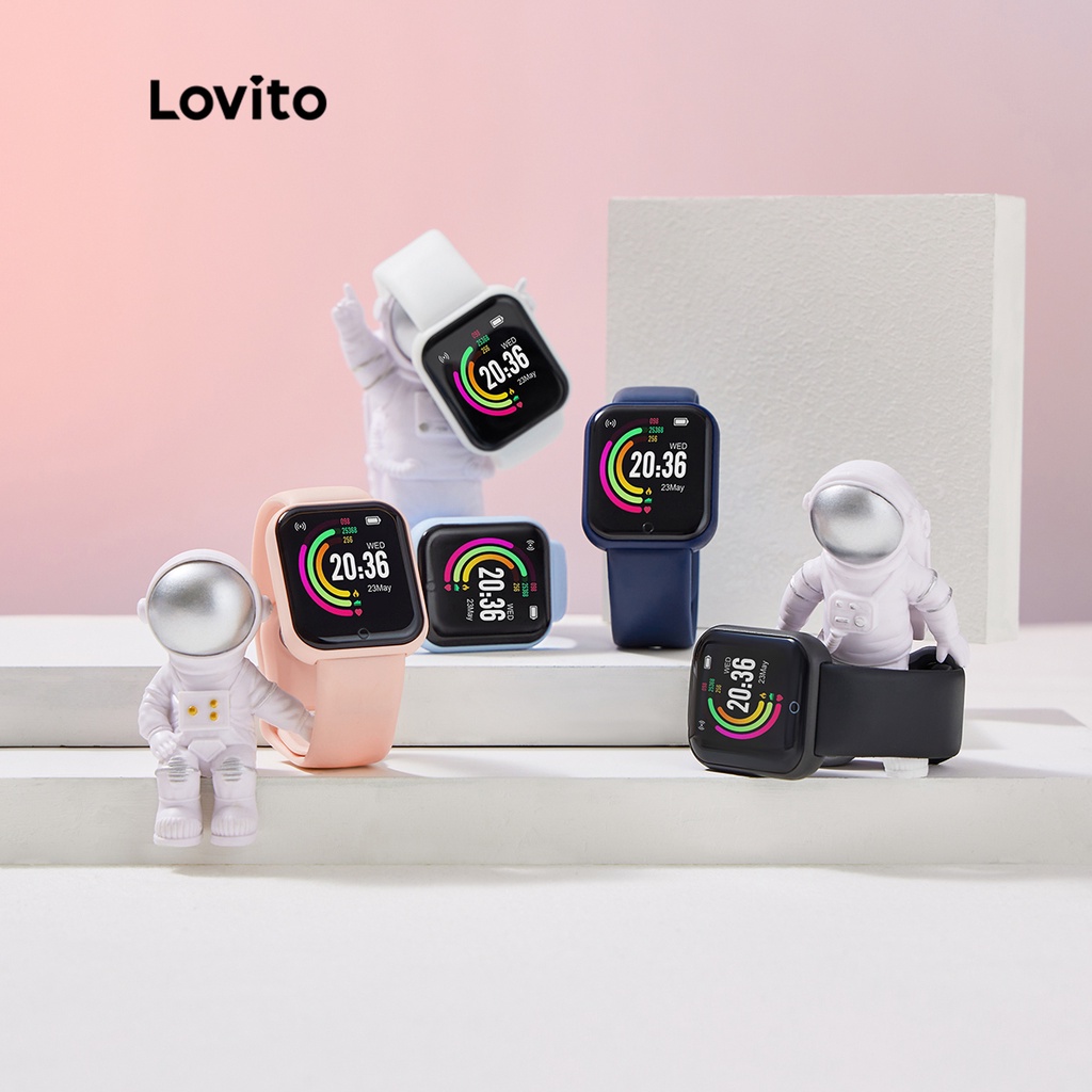 Đồng Hồ nữ Điện Tử Theo Dõi Sức Khỏe Và Thể Thao Lovito Casual Hình Vuông LSP01014 (Xanh Nhạt/Xanh Đậm/Trắng/Hồng/Đen)