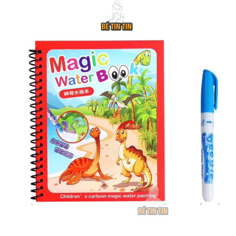 Tranh Tô Màu Nước Ma Thuật Tự Xóa, Sách Tập Tô Thần Kỳ, Magic Water Book Cho Bé Giá Tốt Với 20 Chủ Đề Tặng 1 Bút Tô Màu