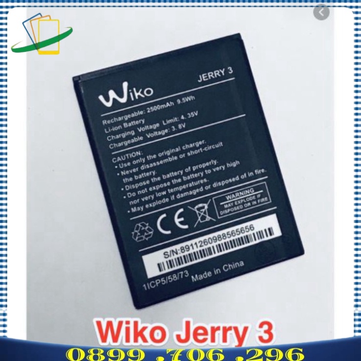 PIN WIKO JERRY 3 / SUNNY 4 PLUS / 2610 / 2500MAH ( LOẠI 1 BẢO HÀNH 6 THÁNG ) TD.296