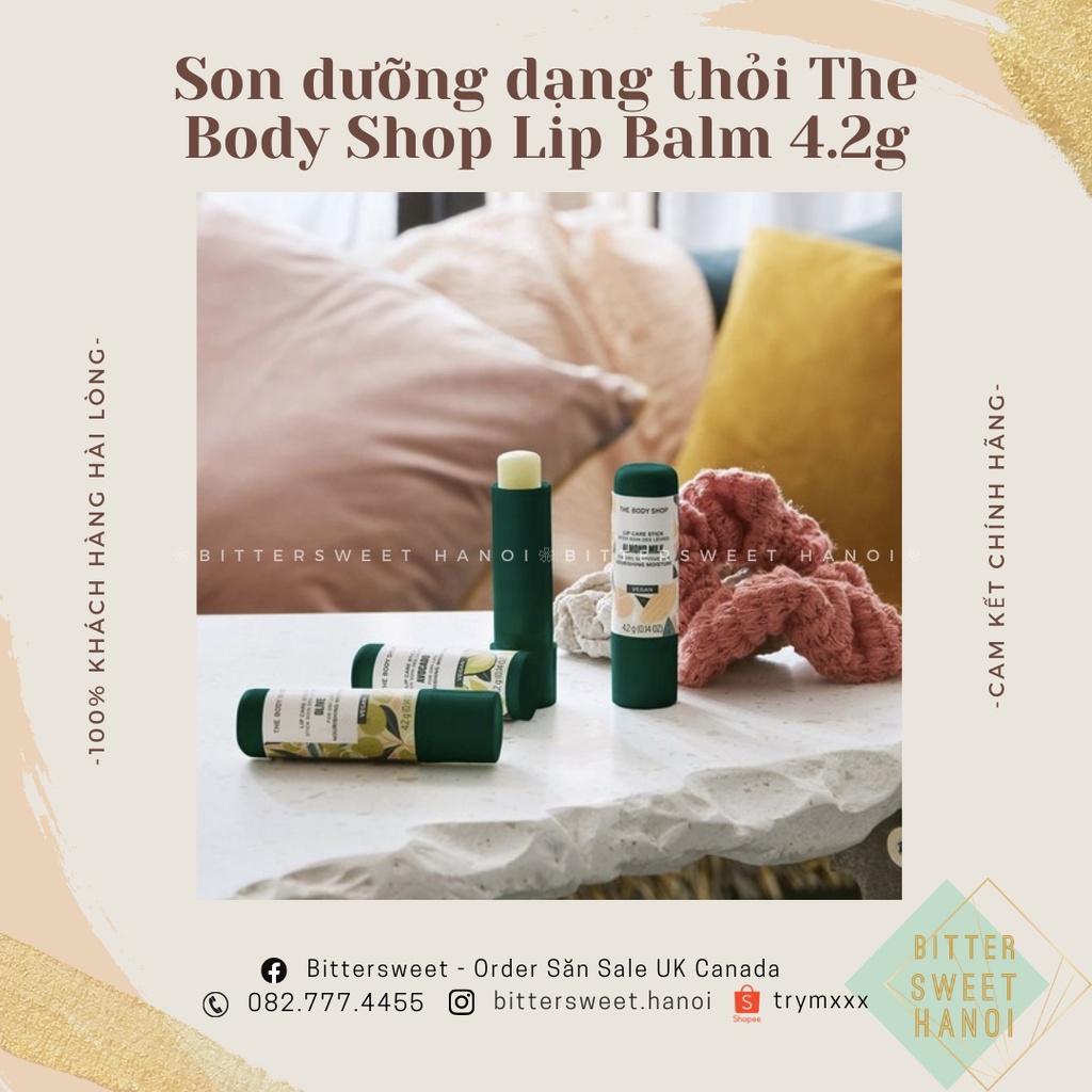 Son dưỡng môi chống nắng THE BODY SHOP nhiều mùi | VITAMIN E Lip Care SPF15 PA++ (4.2g)
