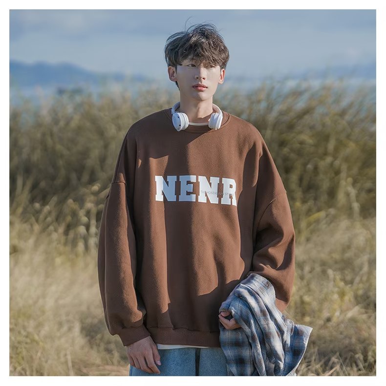 Áo sweater Tay Dài Cổ Tròn In Họa Tiết Phong Cách hip hop Đường Phố Nhật Bản Cho Nam Cỡ Lớn M-5XL