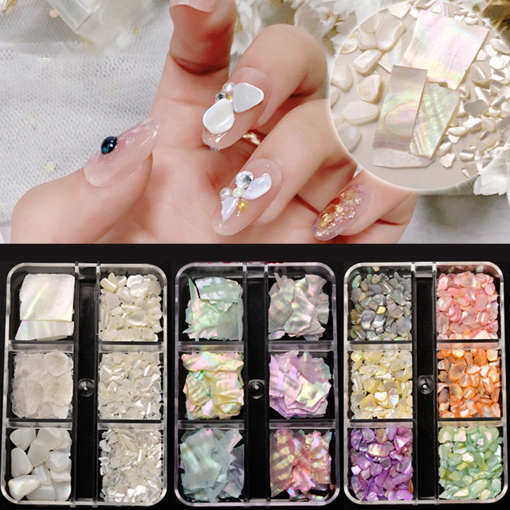 Đá Vỏ Sò MT-1Box Nhiều Màu Sắc Dùng Trang Trí Móng Tay Nghệ Thuật Điện Thoại