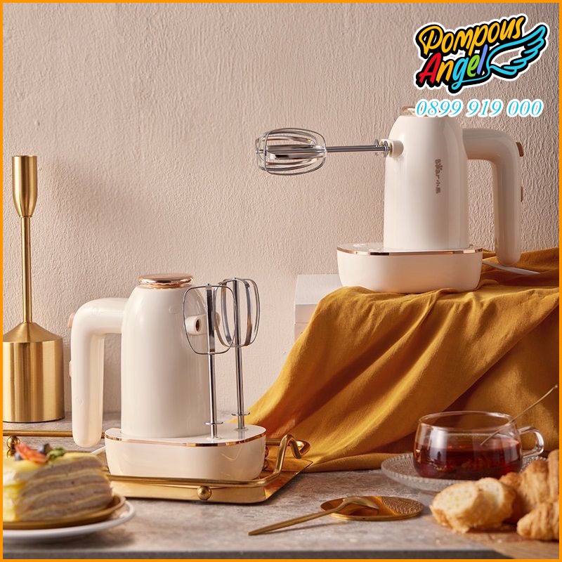 Máy đánh trứng cầm tay 5 tốc độ mẫu mới BEAR DDQ-C02N1 màu trắng kem bảo hành 12 tháng