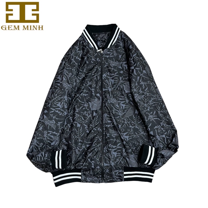 Áo khoác nam bomber hai lớp  áo gió nam bomber in hoa hoạ tiết độc lạ phong cách trẻ trung