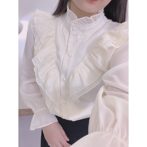 Áo kiểu tiểu thư cổ nơ hàn quốc