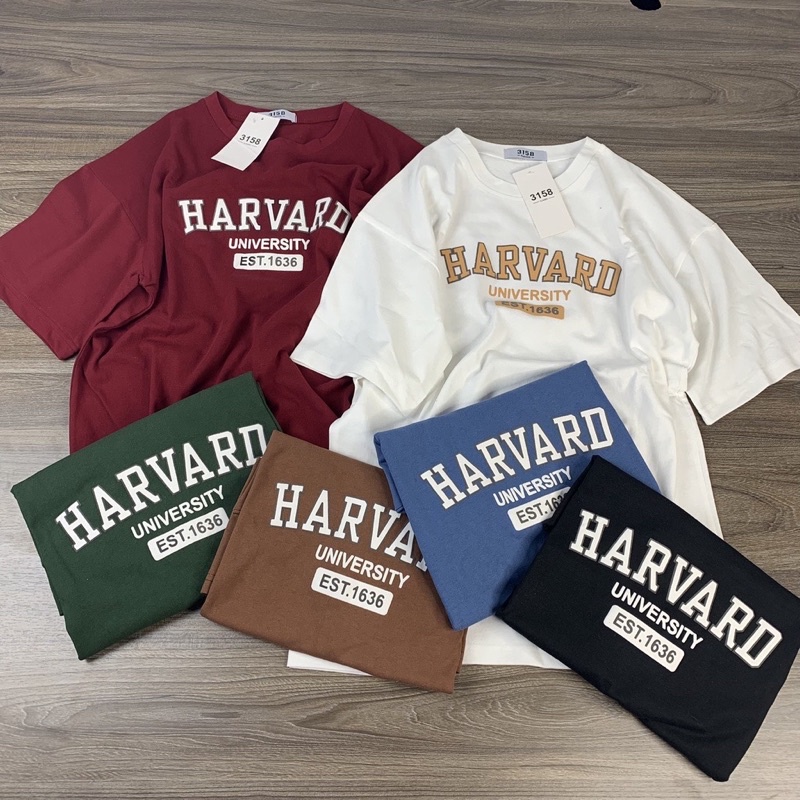Áo Thun 3158 In Chữ HARVARD Form Rộng Unisex Chất Cotton Khô Loại 1, Thoáng Mát, Thấm Hút Mồ Hôi - GUNN