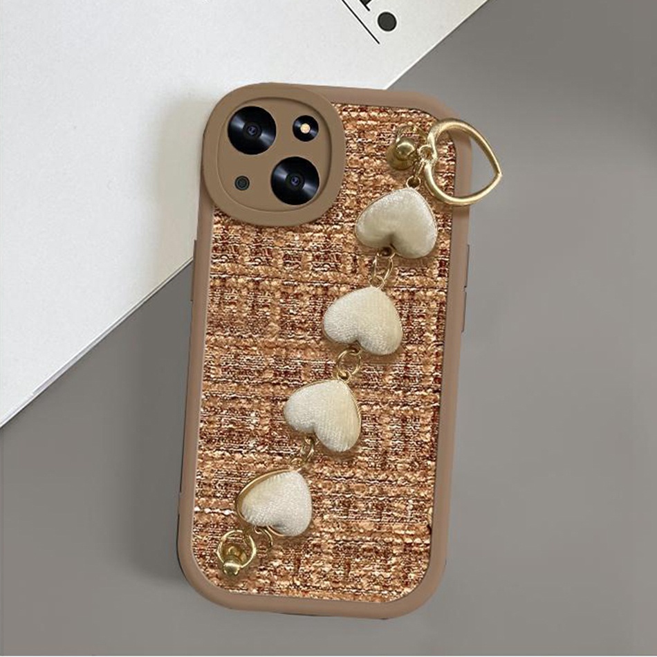 Ốp Điện Thoại Silicon Dẻo Phối Vải Hình Trái Tim 3D iPhone 11 12 13 14 Pro MAX 11Pro 12Pro 13Pro 6 6S 7 8 Plus X XR XS MAX SE 2020 2022