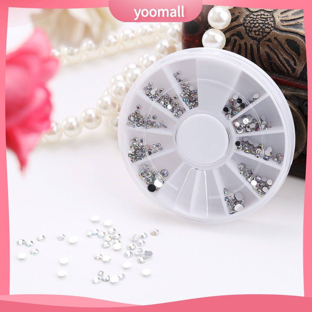 Hộp Hạt Đá Acrylic 5 Kích Cỡ Đính Móng Tay Trang Trí Nghệ Thuật 1 Bánh Xe