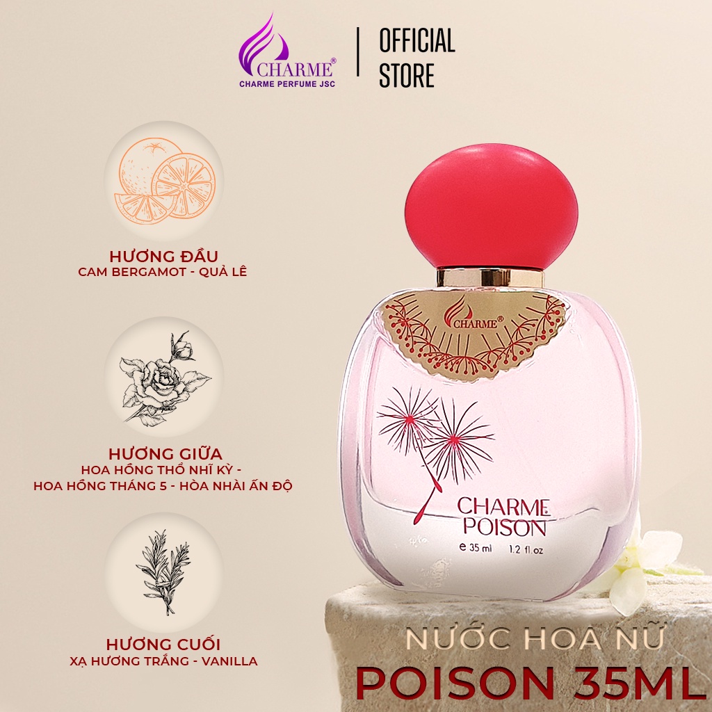 Nước hoa nữ ngọt ngào, Charme Poison, gợi cảm, tươi mát như chứa đựng cả bầu trời nữ tính, 35ml