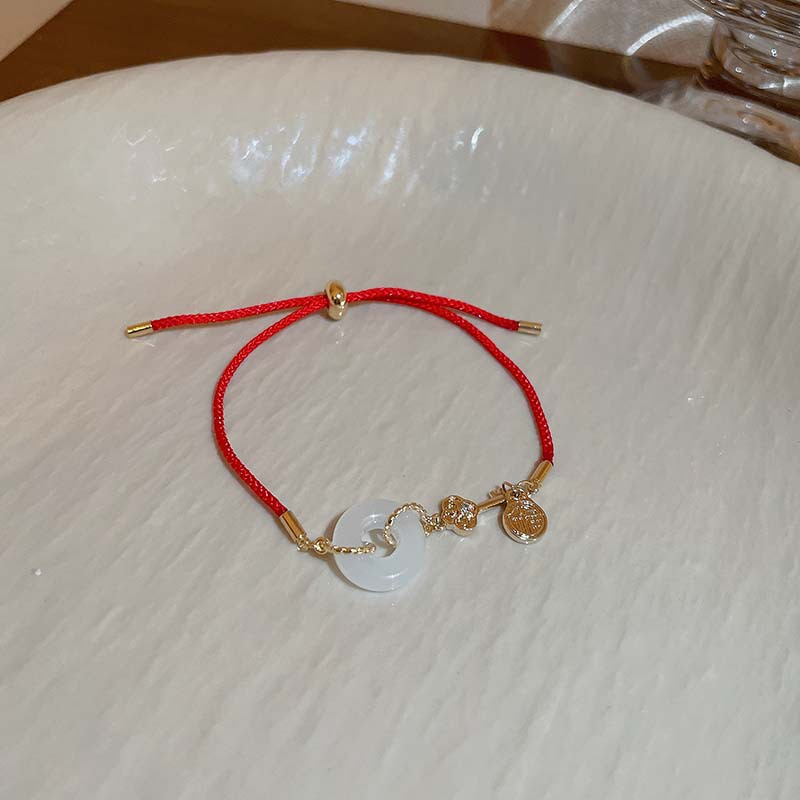 Vòng Tay Dây Đỏ Đính Đồng Xu May Mắn Thời Trang Trung Hoa