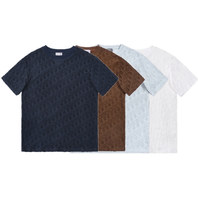 Áo Thun Cotton Tay Ngắn In Chữ Jacquards Cổ Điển Thời Trang Cho Cặp Đôi