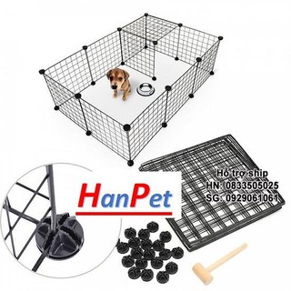 Bộ chuồng quây lưới lắp ghép thú cưng có cửa dùng cho chó mèo nhỏ Hanpet