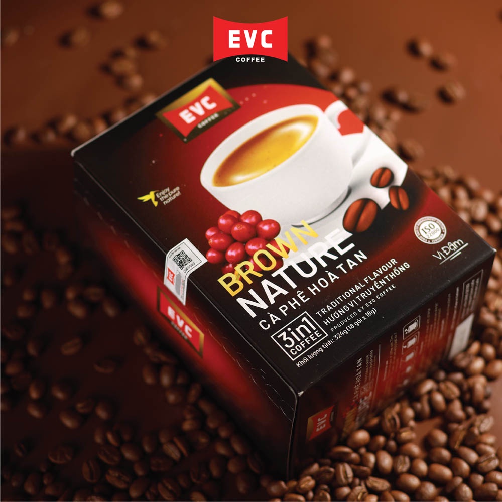 Cà Phê Gói Cà Phê Hòa Tan 3in1 Vị Đậm - EVC Brown Nature -
