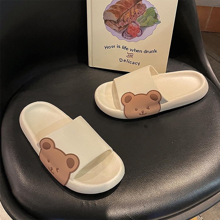Dép bánh mì, dép quai ngang Gấu nam nữ, đế đúc nguyên khối siêu mềm nhẹ chống trơn, chống thấm nước