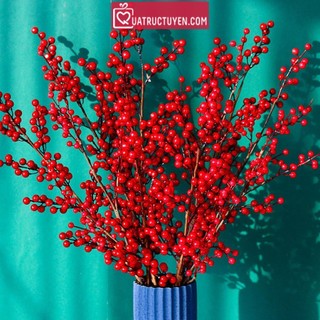Cành quả đỏ trang trí Tết, phòng khách, cành đào đông cherry 12/ 9/ 6/ 3 nhánh 12 quả
