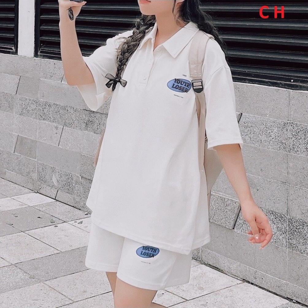 Set bộ nữ ngắn tay mùa hè in logo YOUTH,bộ nữ chất cotton su thoáng mát mặc hàng ngày