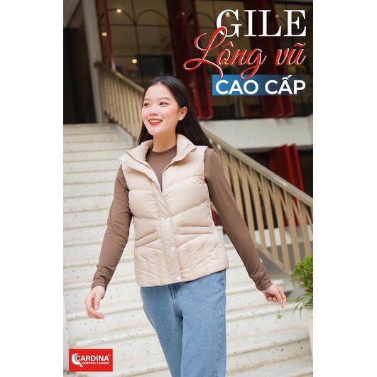 Áo phao lông vũ nữ 𝐂𝐀𝐑𝐃𝐈𝐍𝐀 cao cấp kiểu dáng gile siêu nhẹ siêu ấm 3PF02
