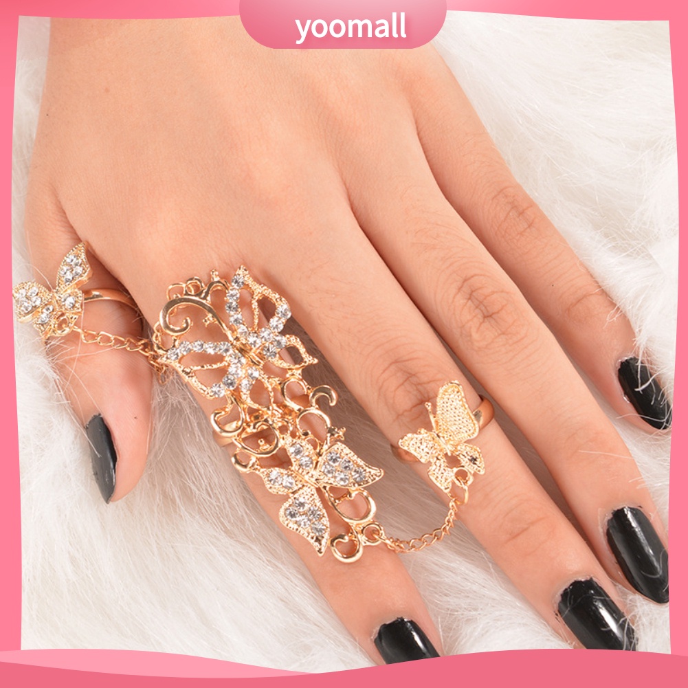 Nhẫn Hình Bướm Rỗng Đính Đá Có Thể Điều Chỉnh Kích Cỡ Thời Trang Dành Cho Nữ