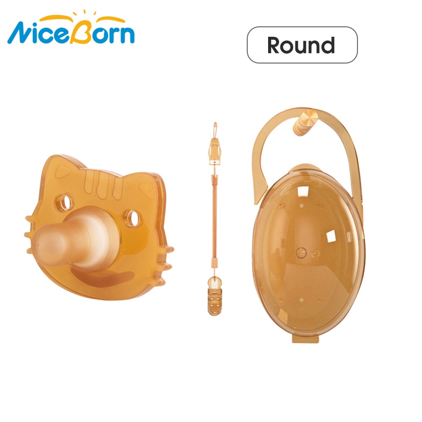 Niceborn Núm Ti Giả Ngậm Mọc Răng Bằng Silicon Mềm Kèm Hộp Đựng Kẹp Tiện Dụng Cho Bé Sơ Sinh