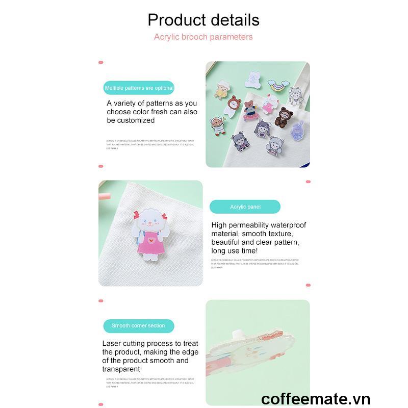 【coffeemate】⚡ Acrylic Trâm Sáng Tạo Hoạt Hình Dễ Thương Thổ Cẩm Túi Cá Tính Quần Áo Phụ Kiện Huy Hiệu