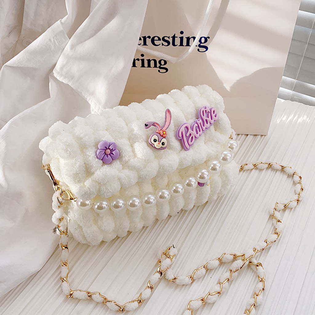 Babyfair Túi dệt đeo vai Thiết kế nút giấu từ tính tự làm sang trọng dành cho nữ Bạn gái