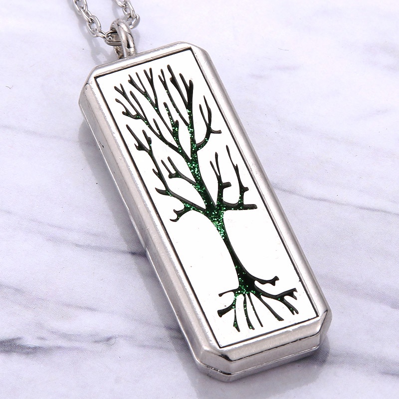 Vòng cổ Khuếch Tán Tinh Dầu / Nước Hoa Khóa Nam Châm Hình Chữ Nhật Bằng Inox