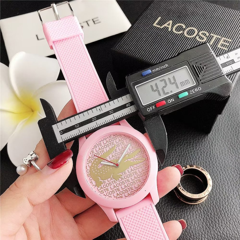 Đồng Hồ Đeo Tay Lacoste Mặt Tròn Đính Kim Cương Dây Da Dành Cho Cặp Đôi