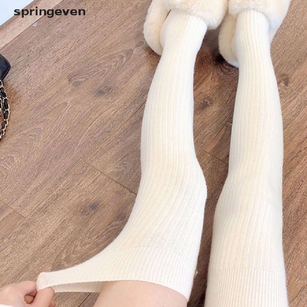 Vớ Cotton Dày Giữ Ấm Mùa Thu Đông Họa Tiết Sọc Dọc Màu Sắc Đơn Giản Cho Nữ