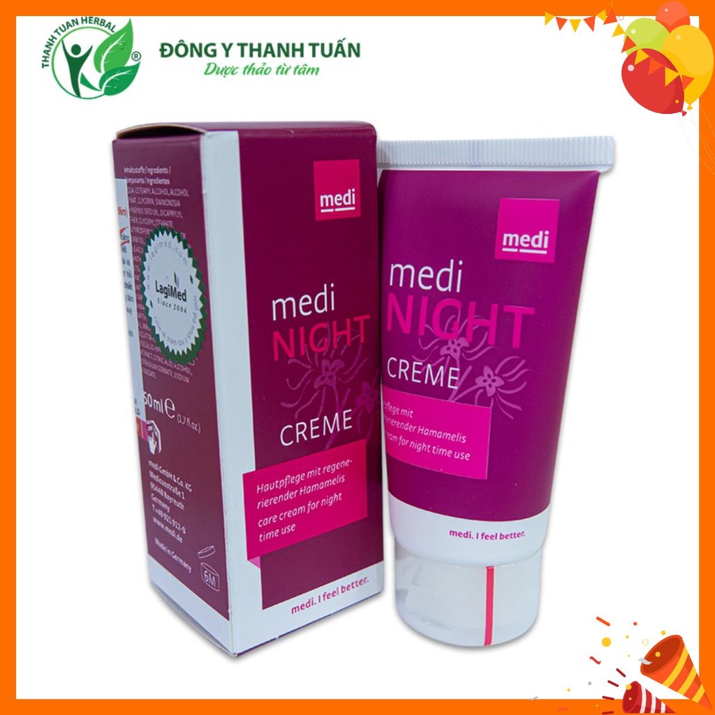 Kem hỗ trợ điều trị suy giãn tĩnh mạch Medi Night Creme - Tuýp dùng vào ban đêm