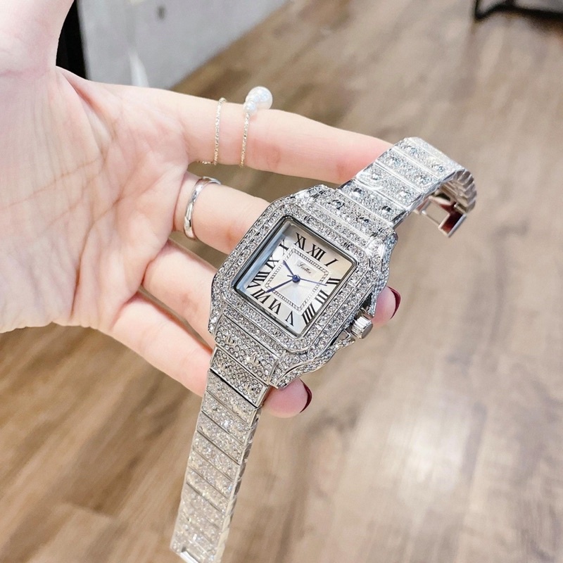 Đồng hồ nữ Scottie mặt vuông full đá hot trend bền bỉ sang trọng Mai Luxury Watch SC 9127