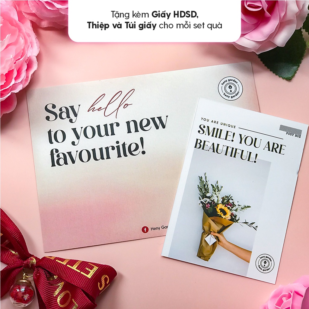 Set Quà Tặng 8/3 20/10 Valentine Nến Thơm và Hoa Vĩnh Cữu HENY GARDEN