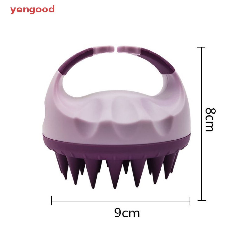 Bàn Chải Gội Đầu Mát Xa Da Đầu Bằng Silicon Mềm Hình Tròn Cầm Tay Tiện Lợi