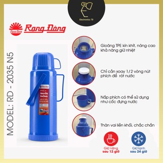 Phích giữ nhiệt, bình thủy 2.0l rạng đông - 2035 n5