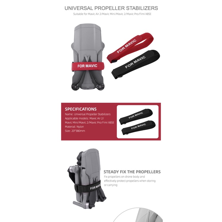 Set 2 Dây Khóa Dán Cố Định Cánh Quạt Máy Bay DJI AIR 3 / Mini 3 Pro / Mavic 3 / Fimi X8 Se 2022 Giá Đỡ