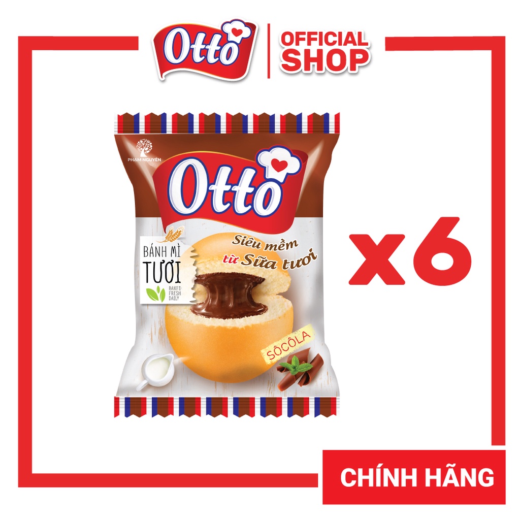 CHÍNH HÃNG Combo 6 Gói Bánh Mì Otto Tươi Nhân Kem 55g