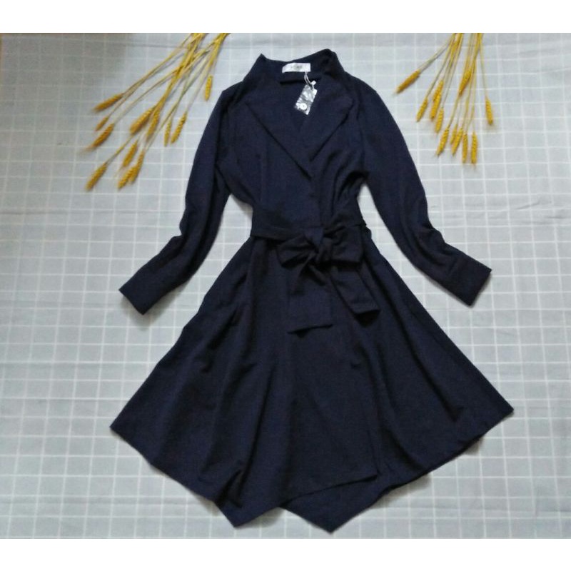 ĐẦM CỔ VEST THẮT ĐAI LƯNG