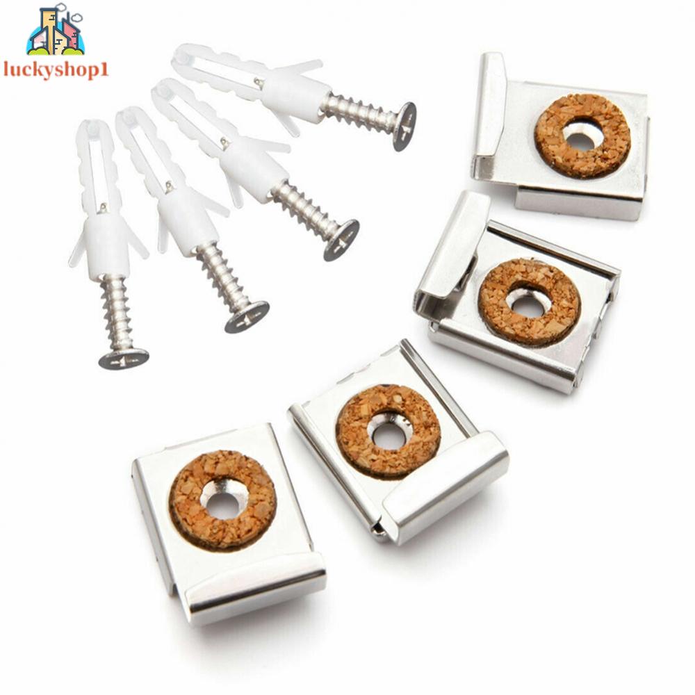 1 Bộ Kẹp Cố Định Gắn Tường Không Khung Bằng Chrome