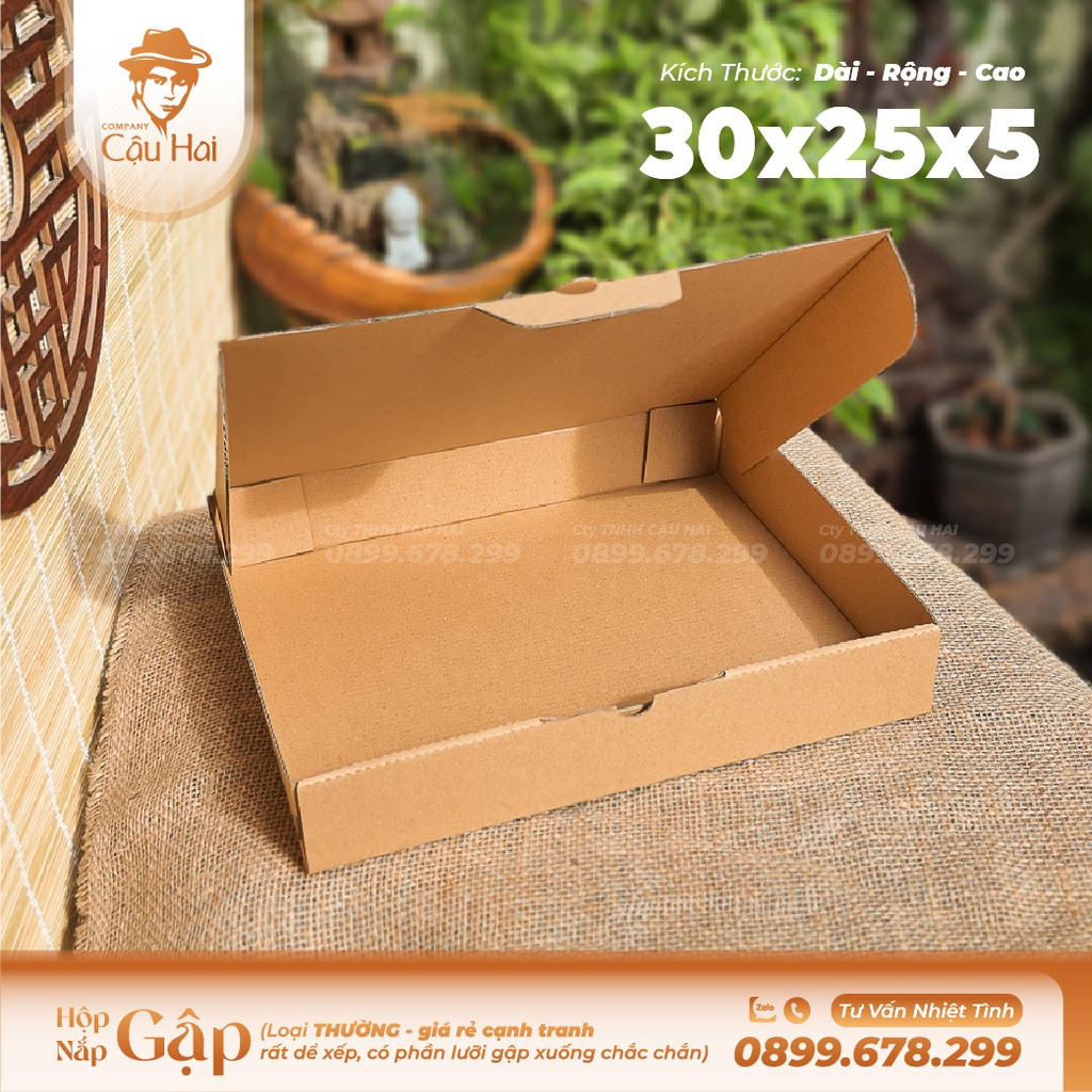 Set 50 hộp carton nắp GẬP 30x25x5