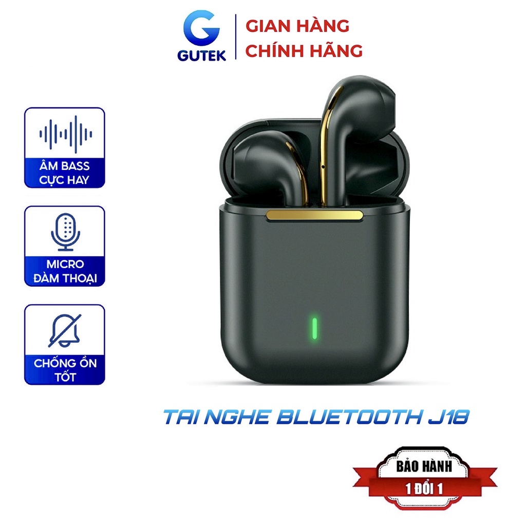 Tai nghe bluetooth không dây Gutek J18 tws 5.2 IPX5 nút cảm ứng bass mạnh có mic đàm thoại