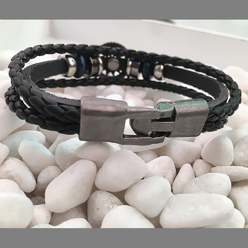 Vòng Tay Da PU Bản To Đính Mặt Hình Vô Cực Phong Cách Punk Cá Tính