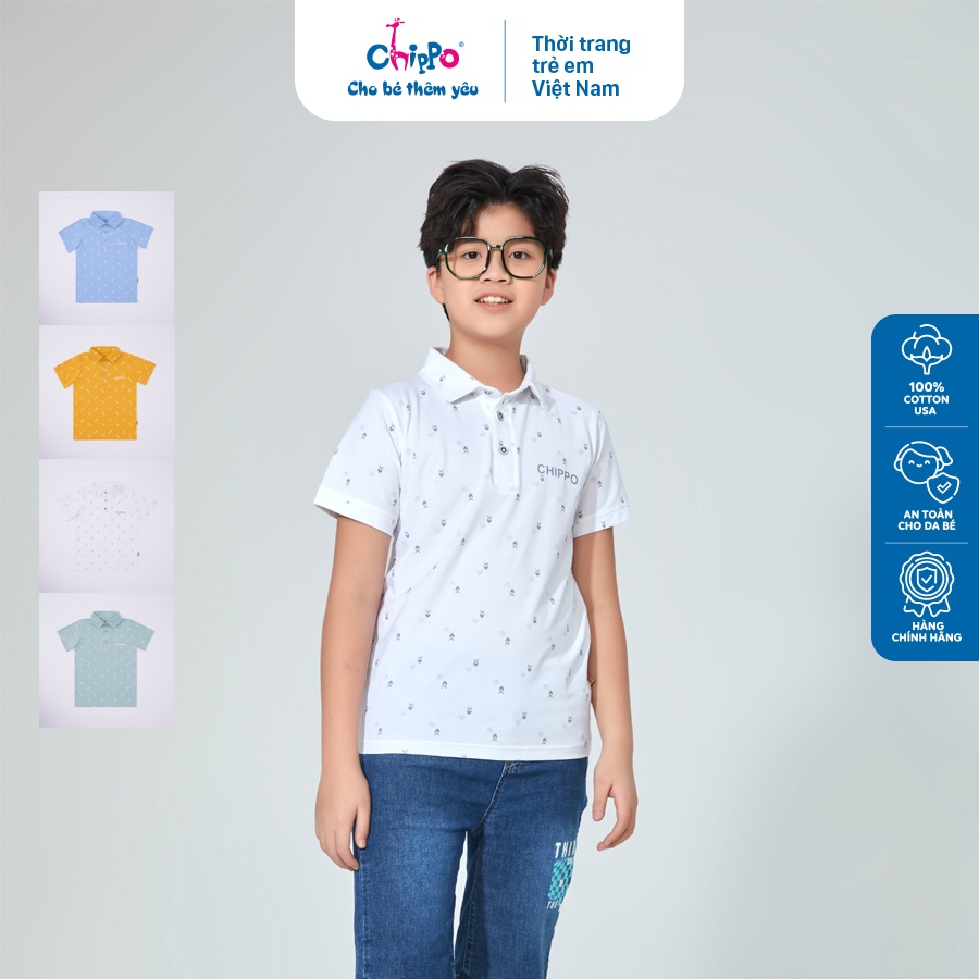 Áo thun Polo Chippo tay ngắn cổ bẻ cho bé trai từ 11 đến 14 tuổi  chất liệu 100% Cotton cao cấp