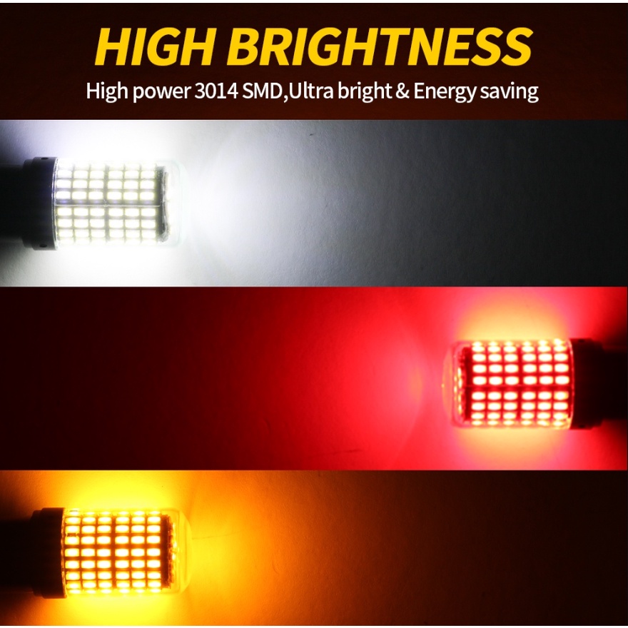 Bộ 2 Đèn LED Tín Hiệu 1156 BAU15S PY21W 1157 BAY15D 144 3014SMD Cho Xe Hơi