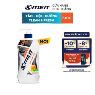 MỚI Tắm Gội Dưỡng Xmen Clean & Fresh 3in1 Sạch Gàu 610g