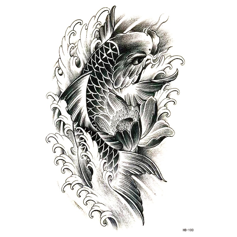 Hình Xăm Dán Tạm Thời Chống Nước Hình Cá Chép Phong Cách Mới Cho Nam Và Nữ