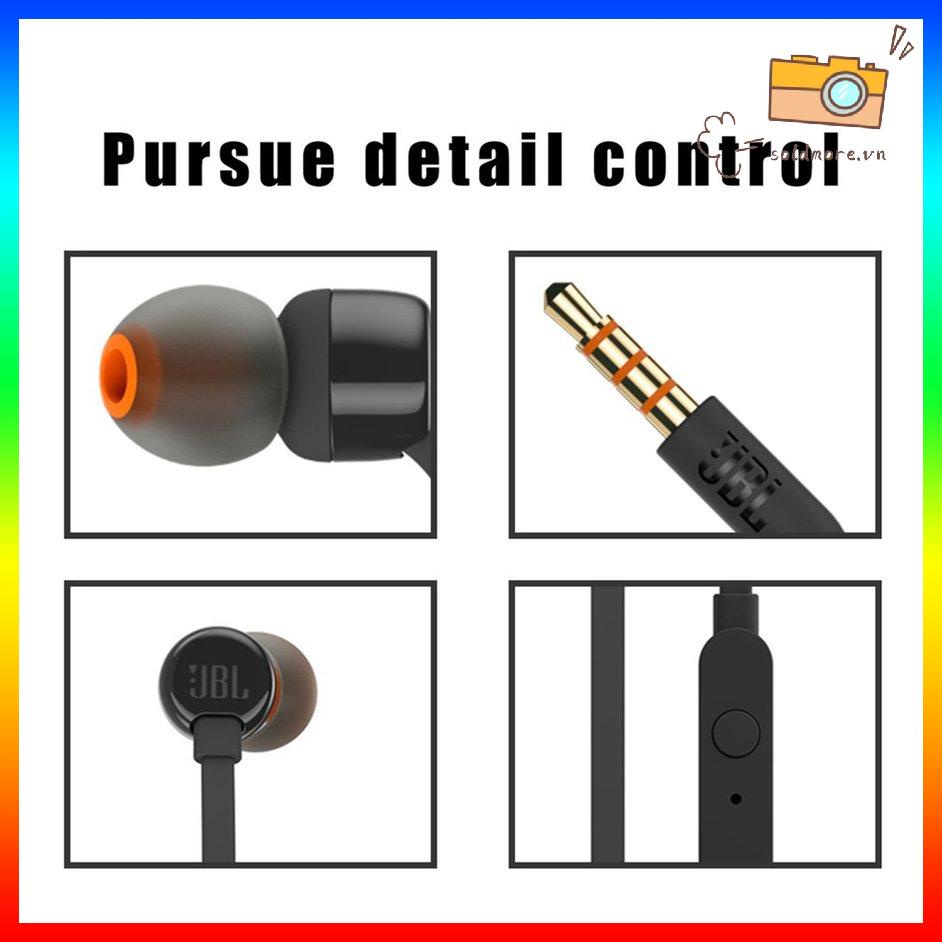 Dây Tai Nghe Nhét Tai JBL T110 3.5Mm Nhạc Stereo Bass Sâu Tai Nghe Nhét Tai Tai Nghe Thể Thao Tai Nghe In-Dòng Điều Khiển Có Mic