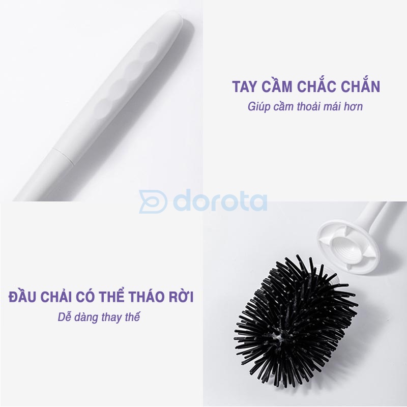 Cọ toilet nhà vệ sinh thông minh DOROTA chà bồn cầu silicon gắn tường không cần khoan AW651