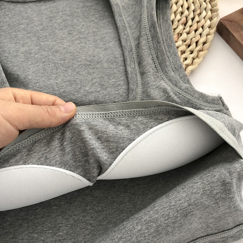 Xiangbao Áo Ngực Crop Top Cổ Vuông Màu Trơn Thời Trang Mùa Hè Dành Cho Nữ