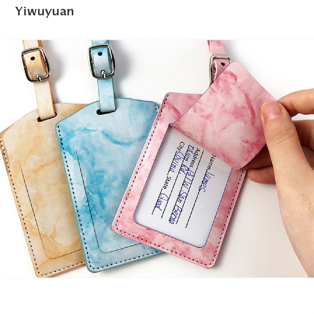 < Yiwuyuan > Thẻ Đeo Hành Lý Da PU Vân Cẩm Thạch Thời Trang Phụ Kiện Du Lịch ID Address Đang Giảm Giá