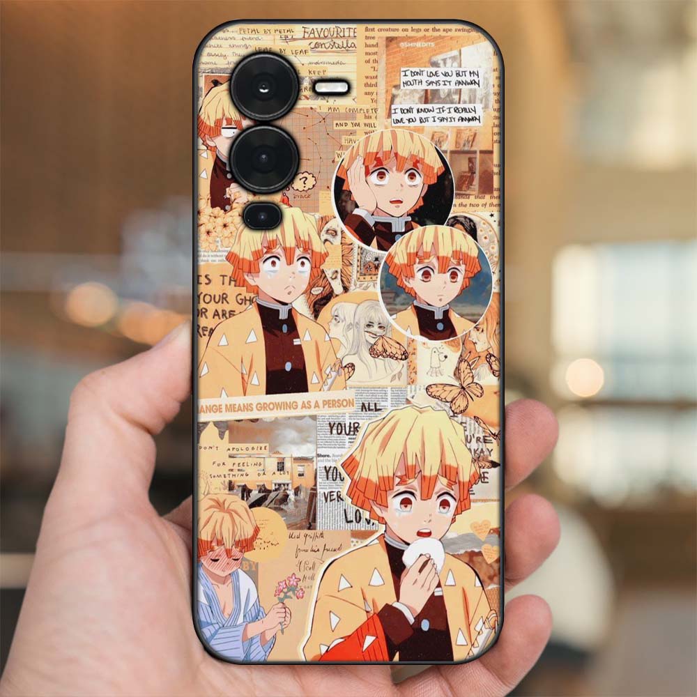 Ốp lưng Vivo V25 Pro viền đen in hình Zenitsu Kimetsu no Yaiba
